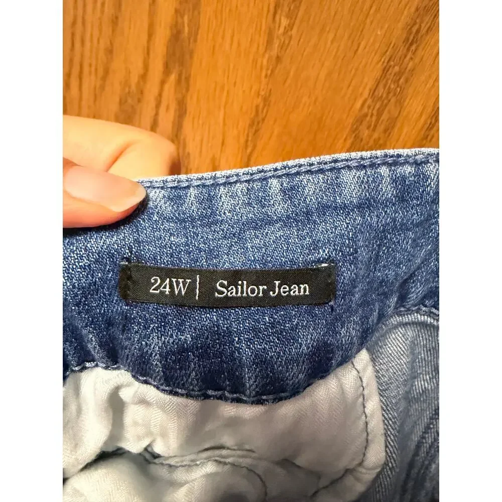 Talbots Sailor Jeans Women's 24W Plus Crop Denim Capri Button Detail Stretch - Picture 6 of 6